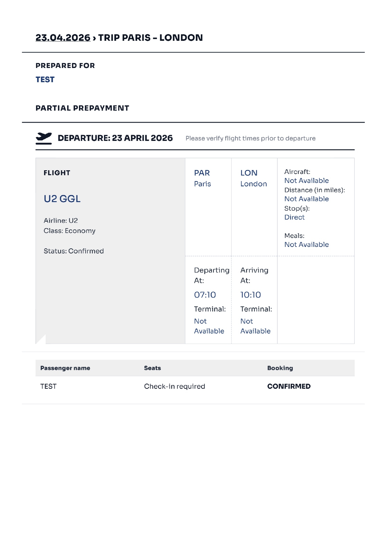 Simple ticket sample